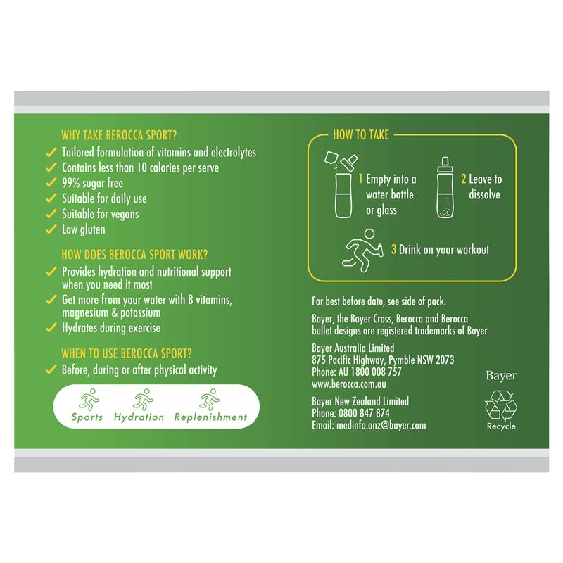 Berocca Sport B Vitamins & Electrolytes Orange Flavour Australia