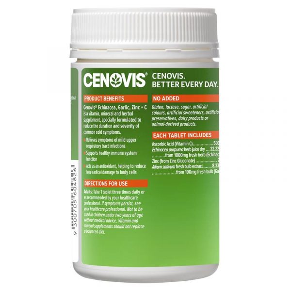 Cenovis Echinacea, Garlic, Zinc & Vitamin C for Immune Support
